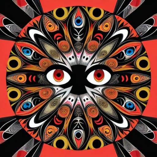 Dismantled Face in Mixed Media Psychedelic Style