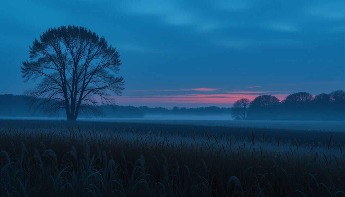 Moody Autumn Evening Field Scene