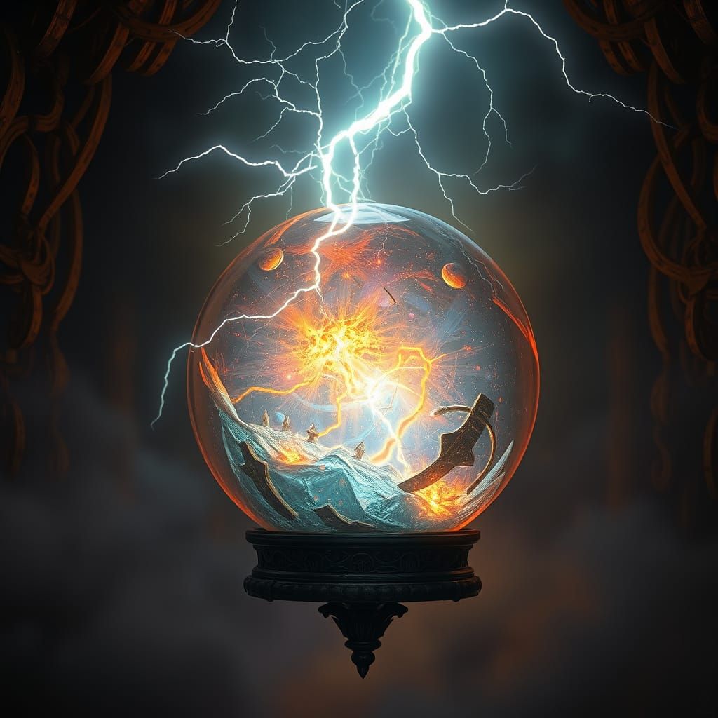 Mystical Glass Orb Illuminated by Electric Wonder