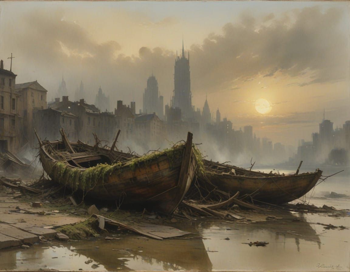 City Reborn from Ruin in Solar Eclipse