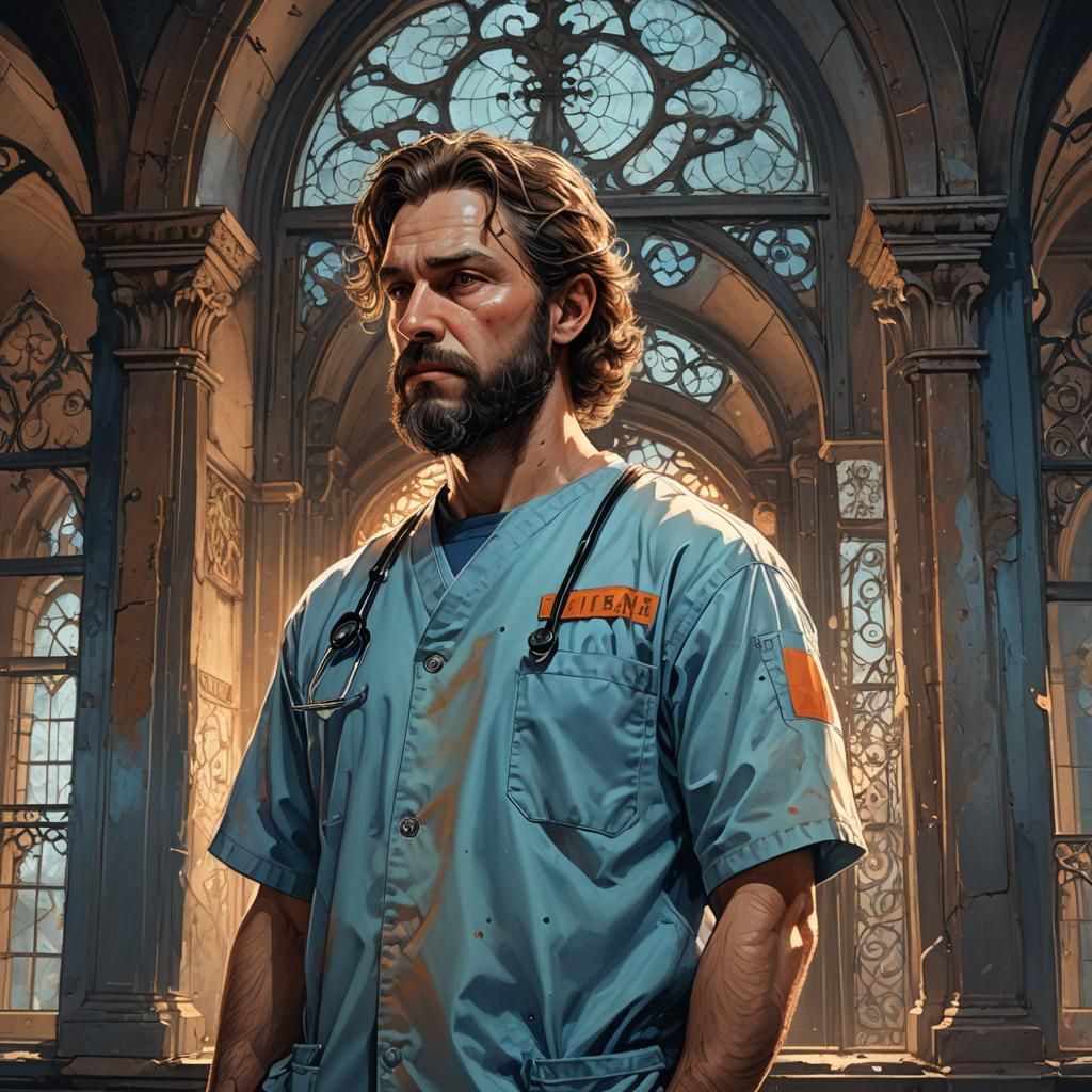 Dr. John Avery in Dimly Lit Asylum