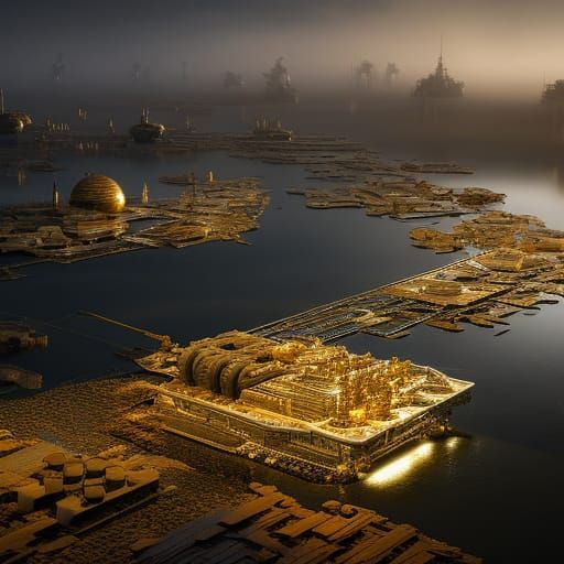 Steampunk Floating City in Post-Apocalyptic Setting