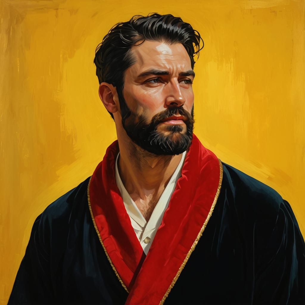 Expressionist Portrait of a Handsome Man in Velvet