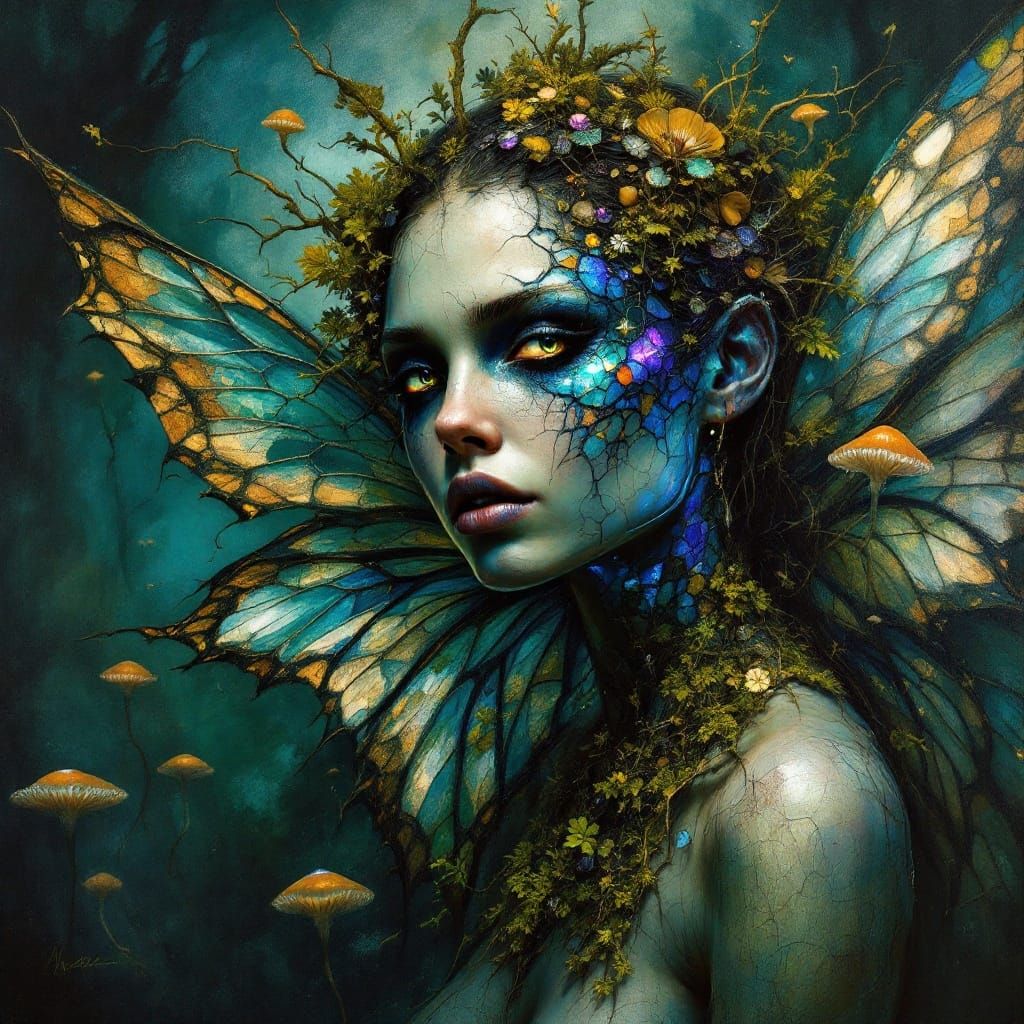 Unconventional Fairy Breaks Free in Vibrant Oil Painting