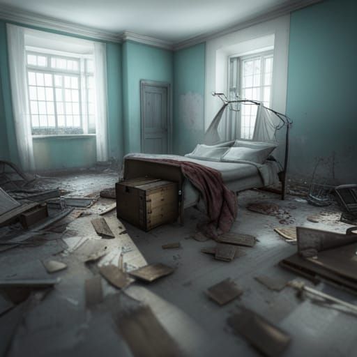 Abandoned Mental Hospital Interior: Digital Matte Painting