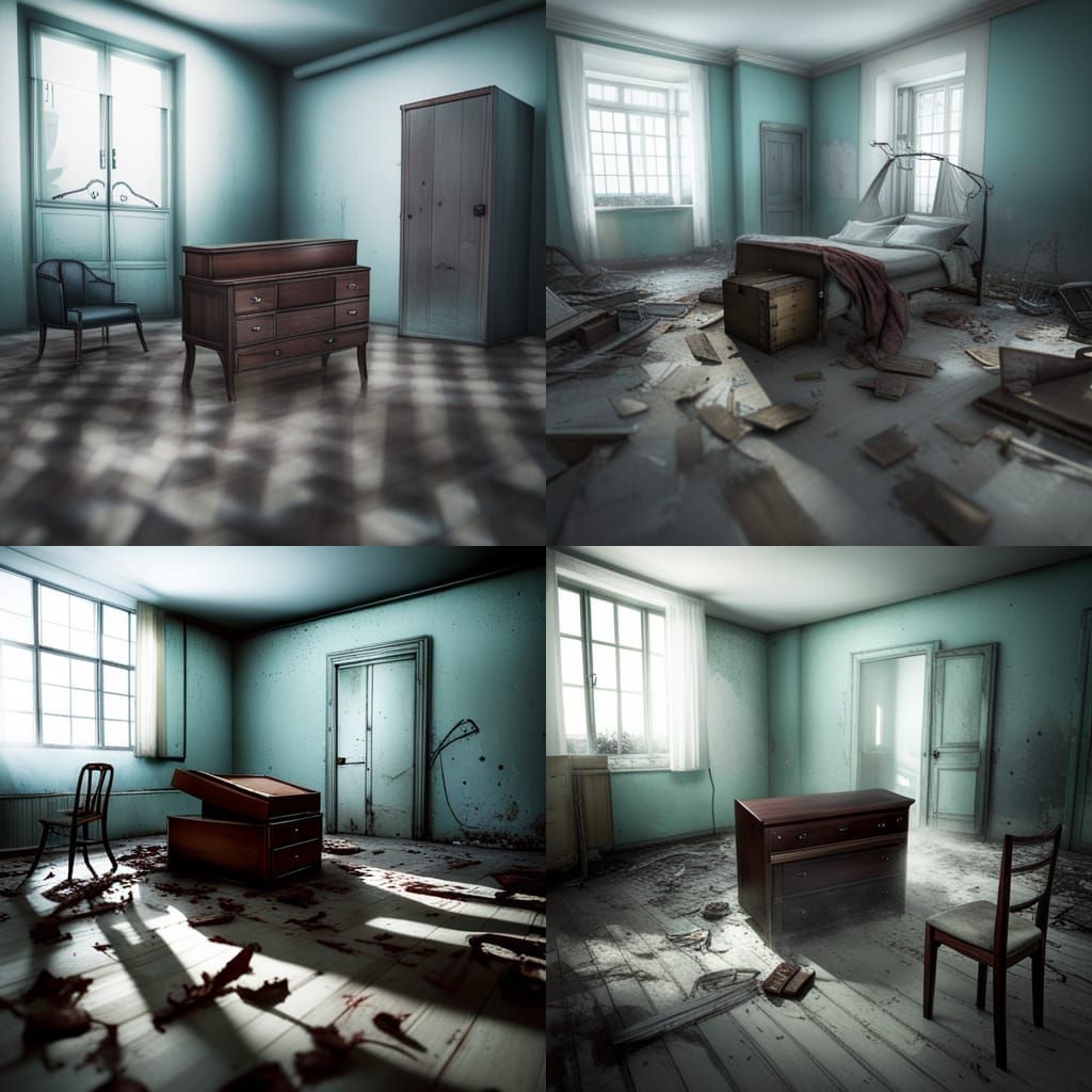 Abandoned Mental Hospital Interior with Forgotten Bed