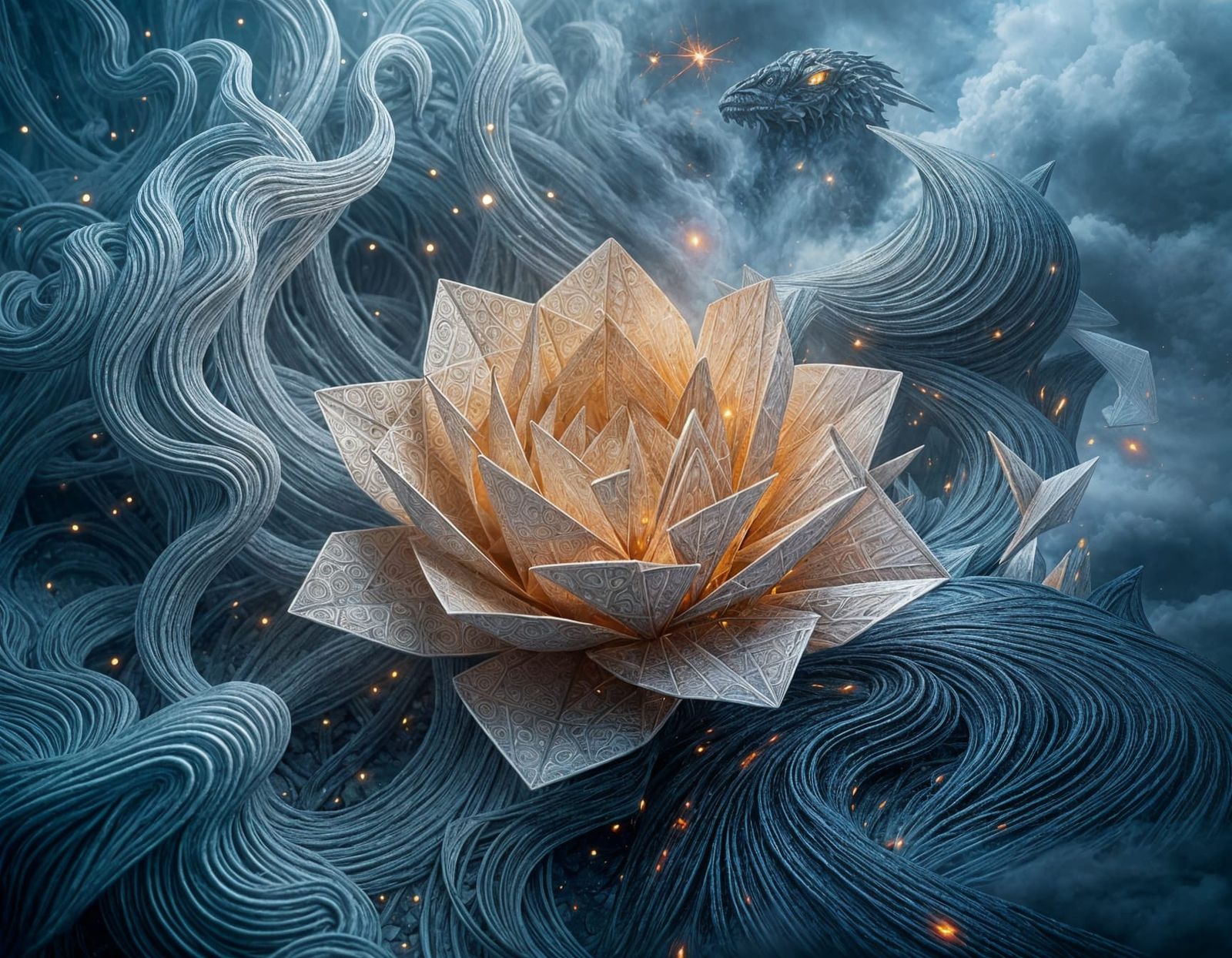 Isometric Crystal Origami Flower in Parametric Style