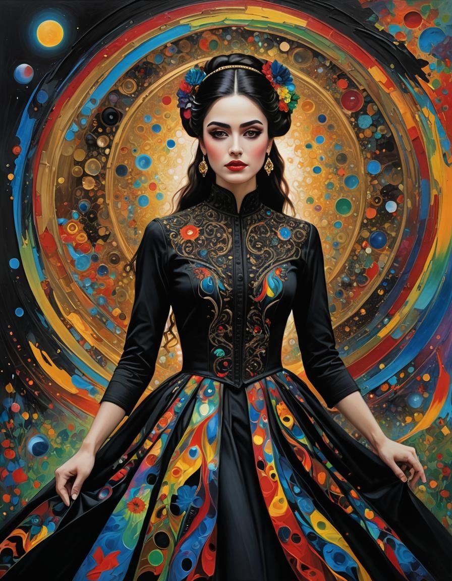 Beautiful Girl in Black Dress.