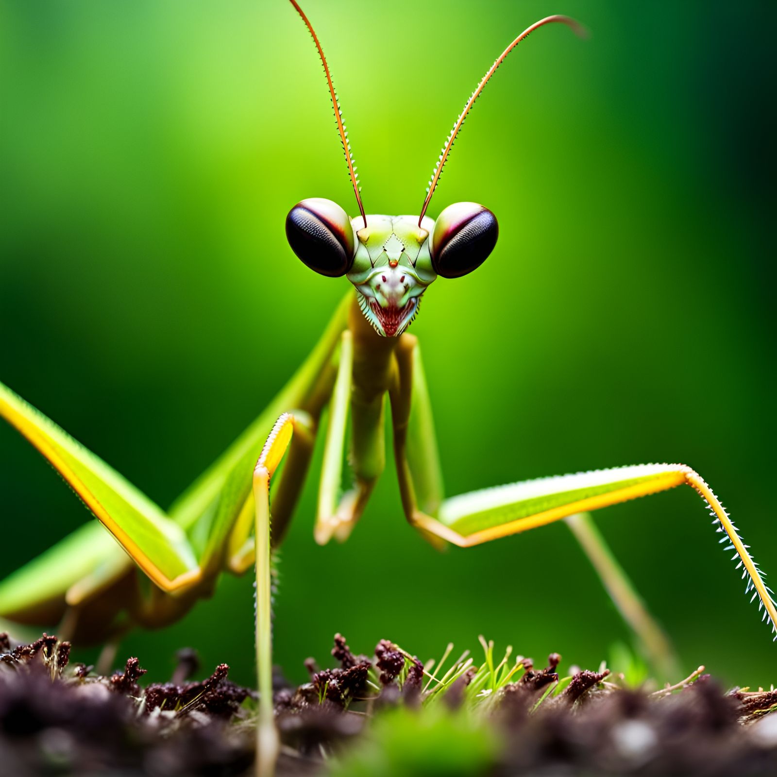 Praying Mantis Strikes: Hyperrealistic Macro Photograph
