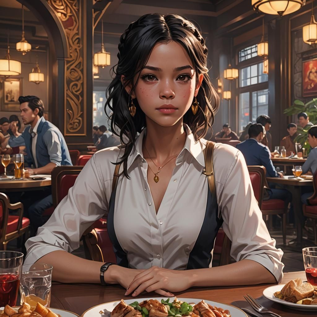 Attractive Comic Book Heroine in Hell, Anime Art