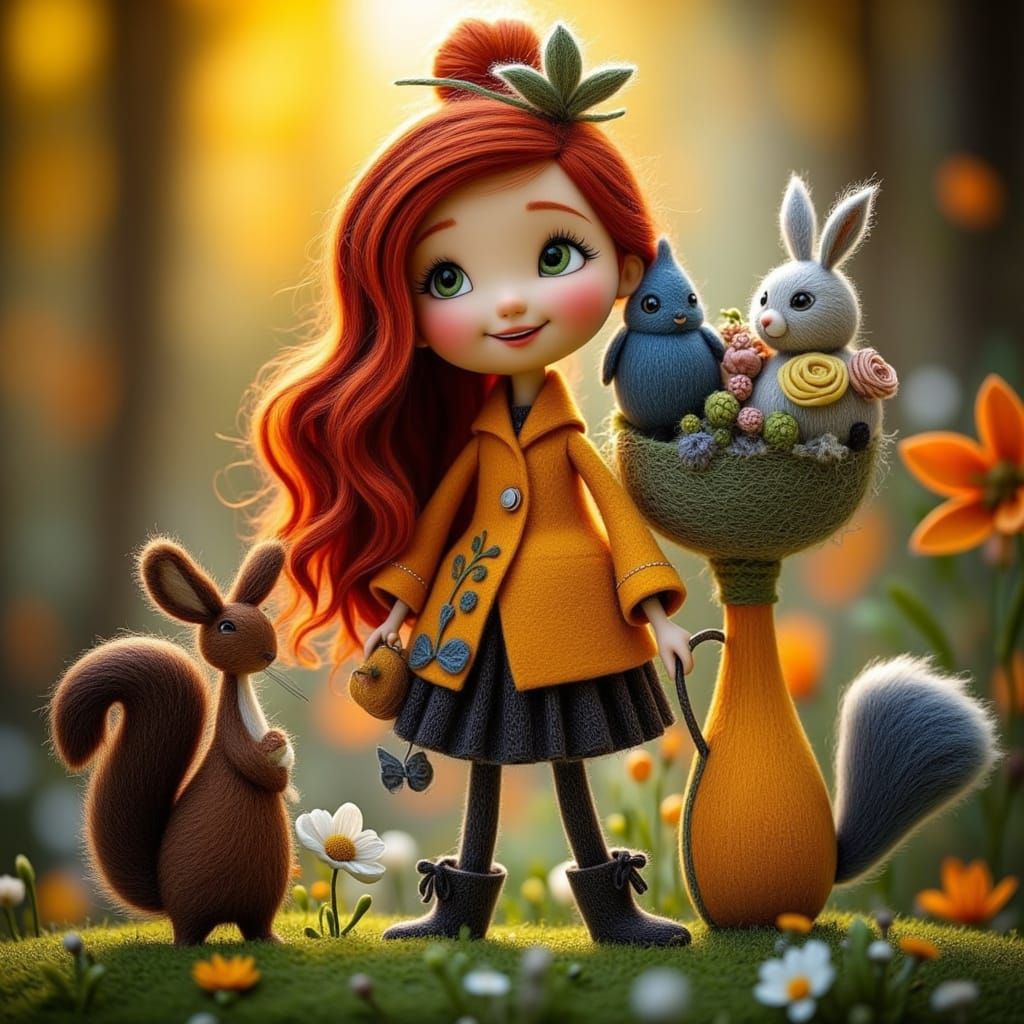 Pixar-Inspired Toddler Girl in Woolen Garden