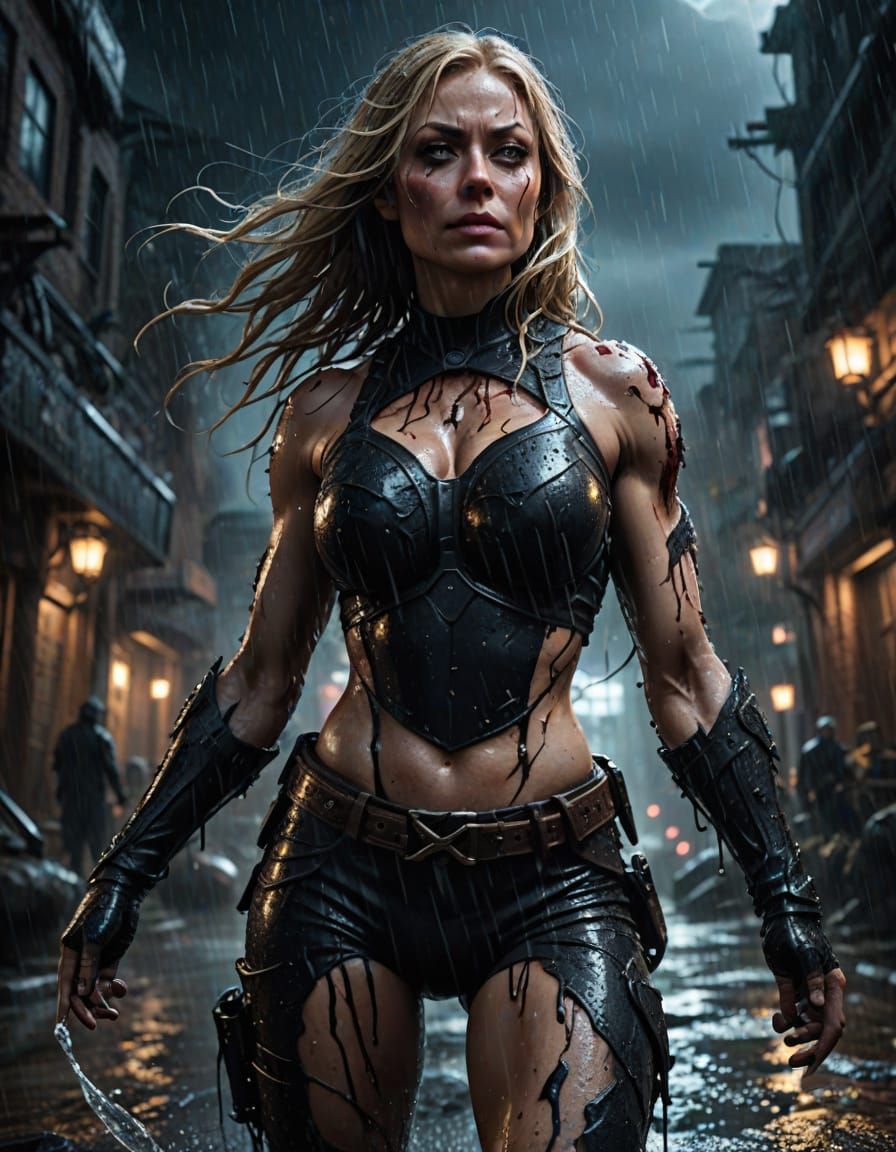 Strong Female Heroine in Apocalyptic Darktone Fantasy Enviro...