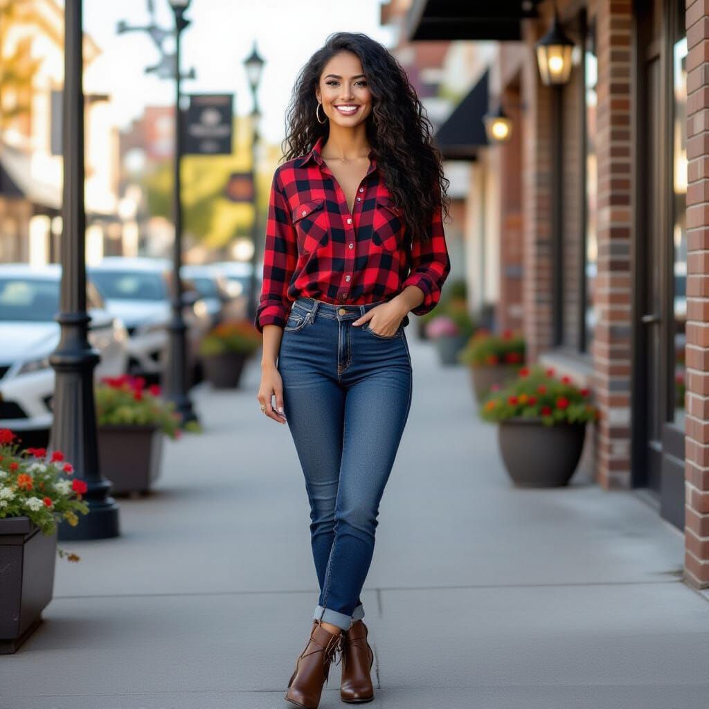Latina Woman on Country Road in Golden Hour Light