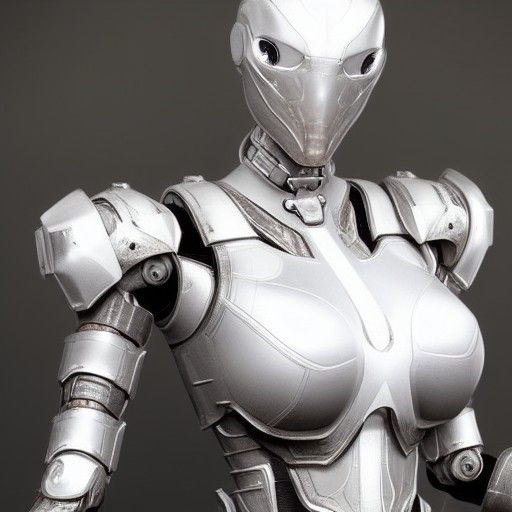 High Detail Armored Female Robot in Futuristic Style