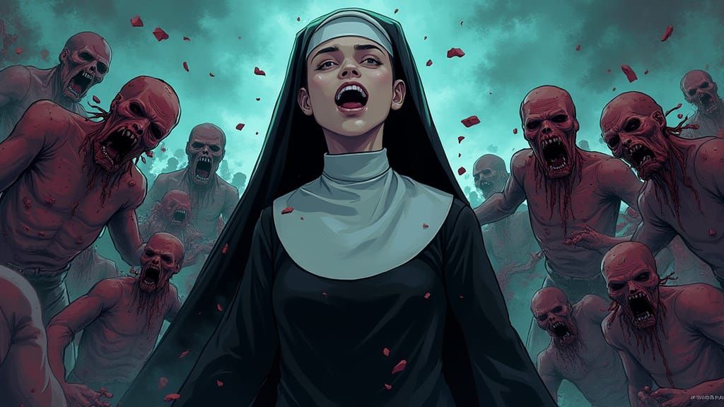 Devoured Nun in Anime Zombie Apocalypse