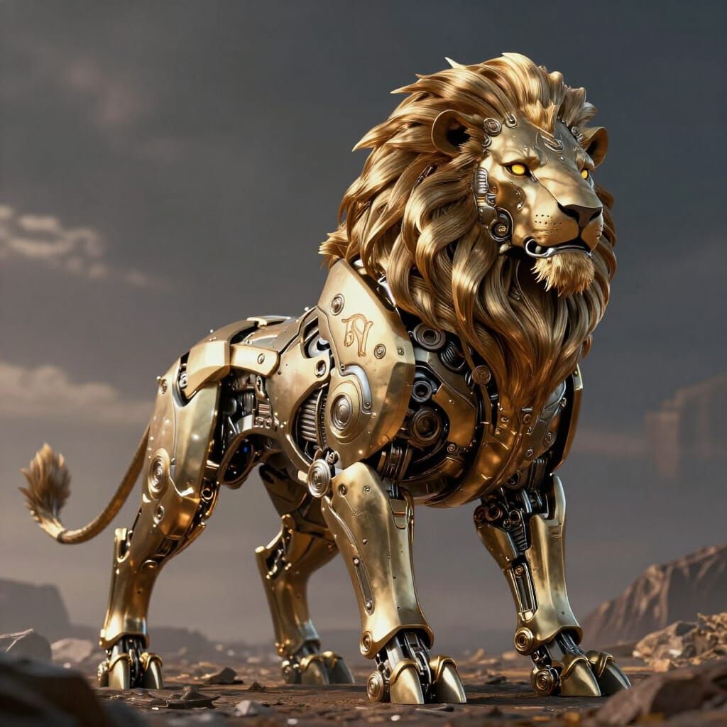 Mechanical Leo Zodiac Creature in Sci-Fi Style