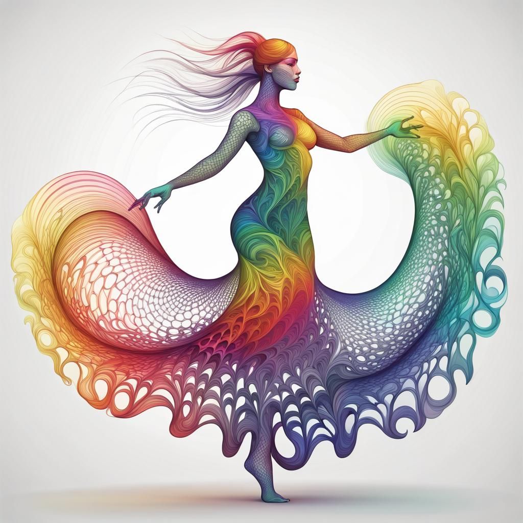 Abstract Rainbow Fractal Wave Function Art