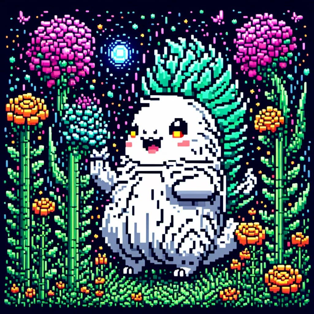 Potworm Navigates Neon Maze: 80's Pixel Art