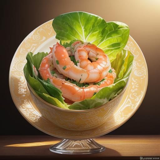 Delicious Pork Prawn Lasagna Salad: Hyperrealistic Splash Ar...