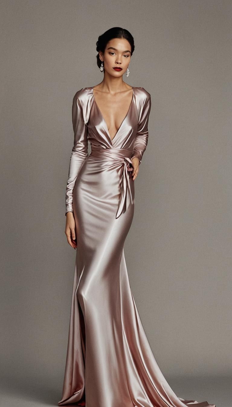 Elegant Woman in Red Gown: Hollywood Glamour