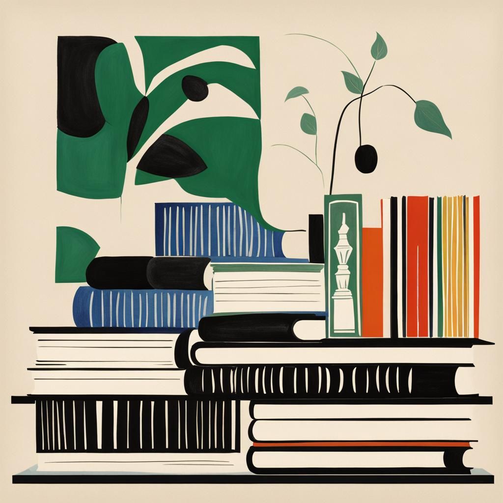 Minimalist Books in Block Print Style
