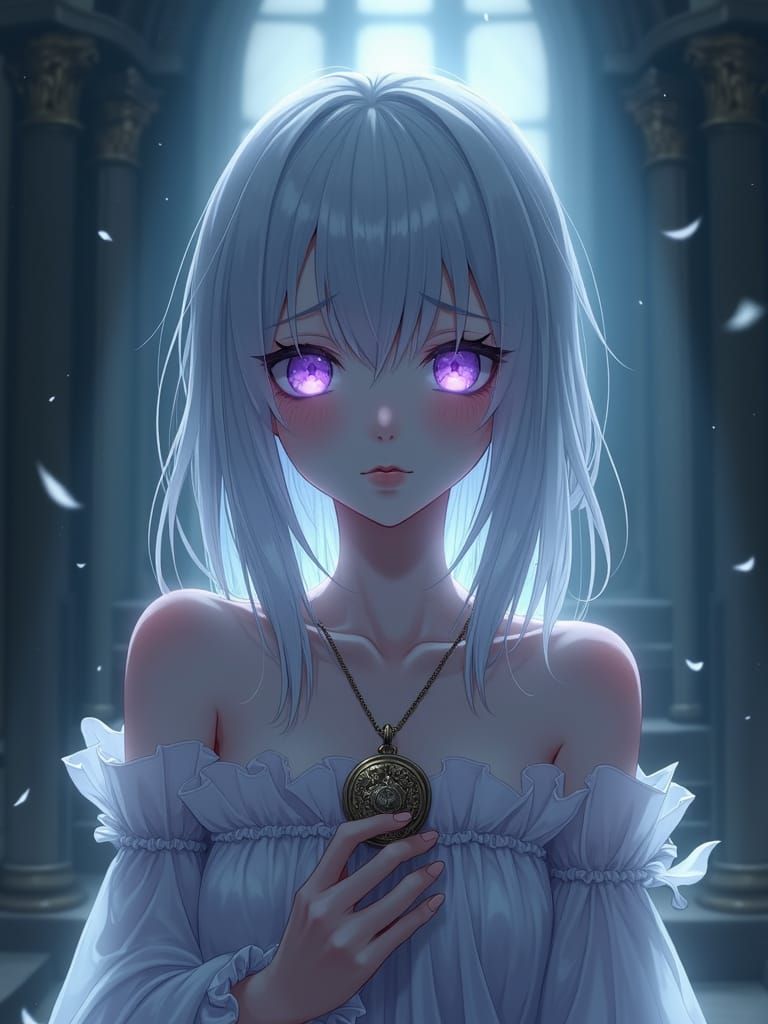 Ethereal Anime Girl in Abandoned Mansion