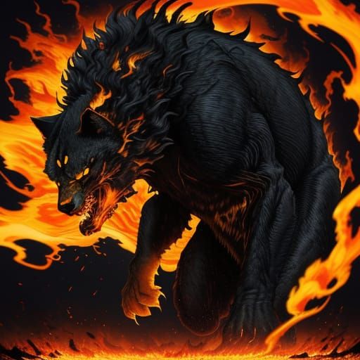 Fiery Feline Monarch Reigns Supreme in Blazing Inferno