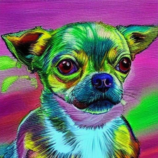 Adorable Chihuahua Puppy with Vibrant Fluorescent Colors