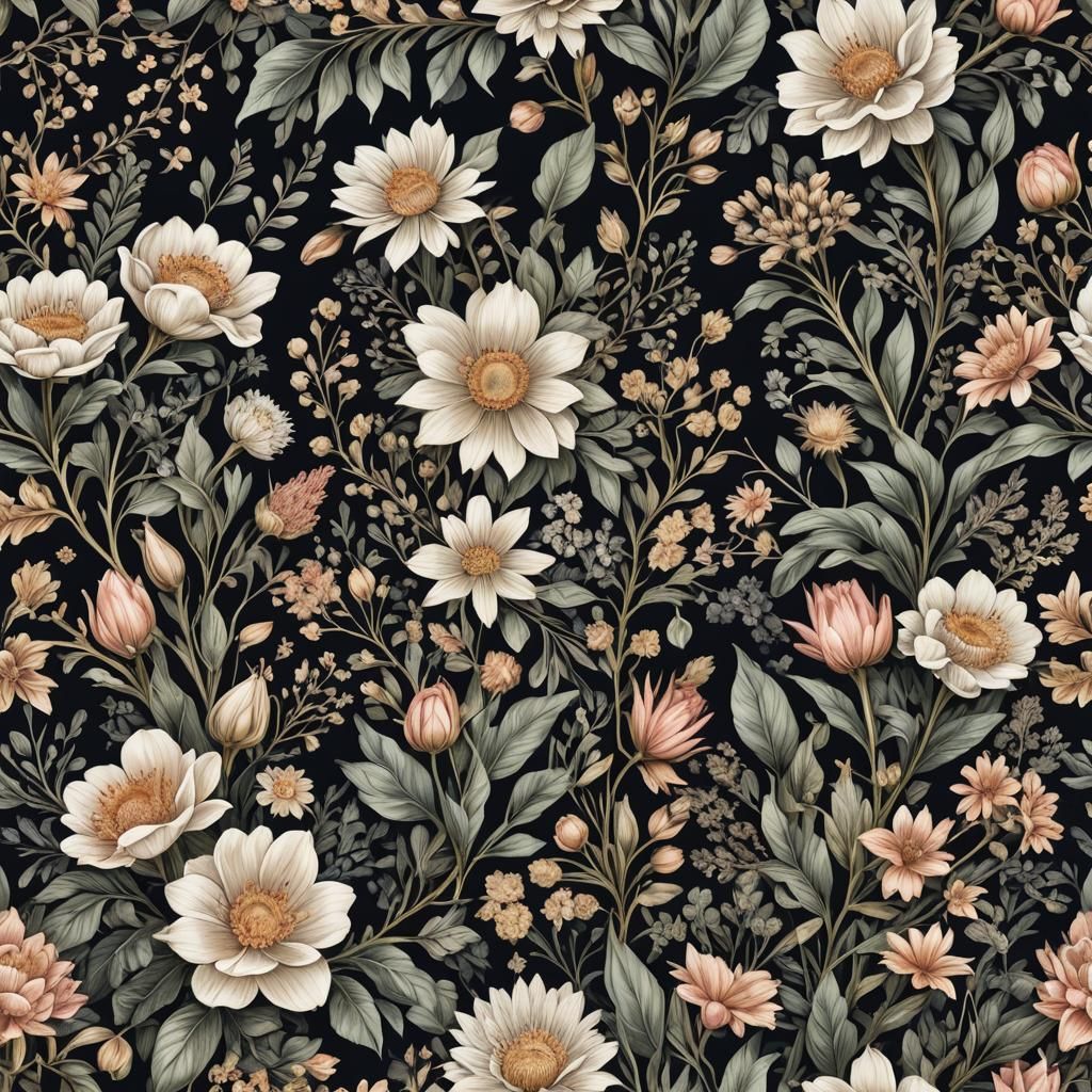 Hyperrealistic Floral Patterns with Intricate Details