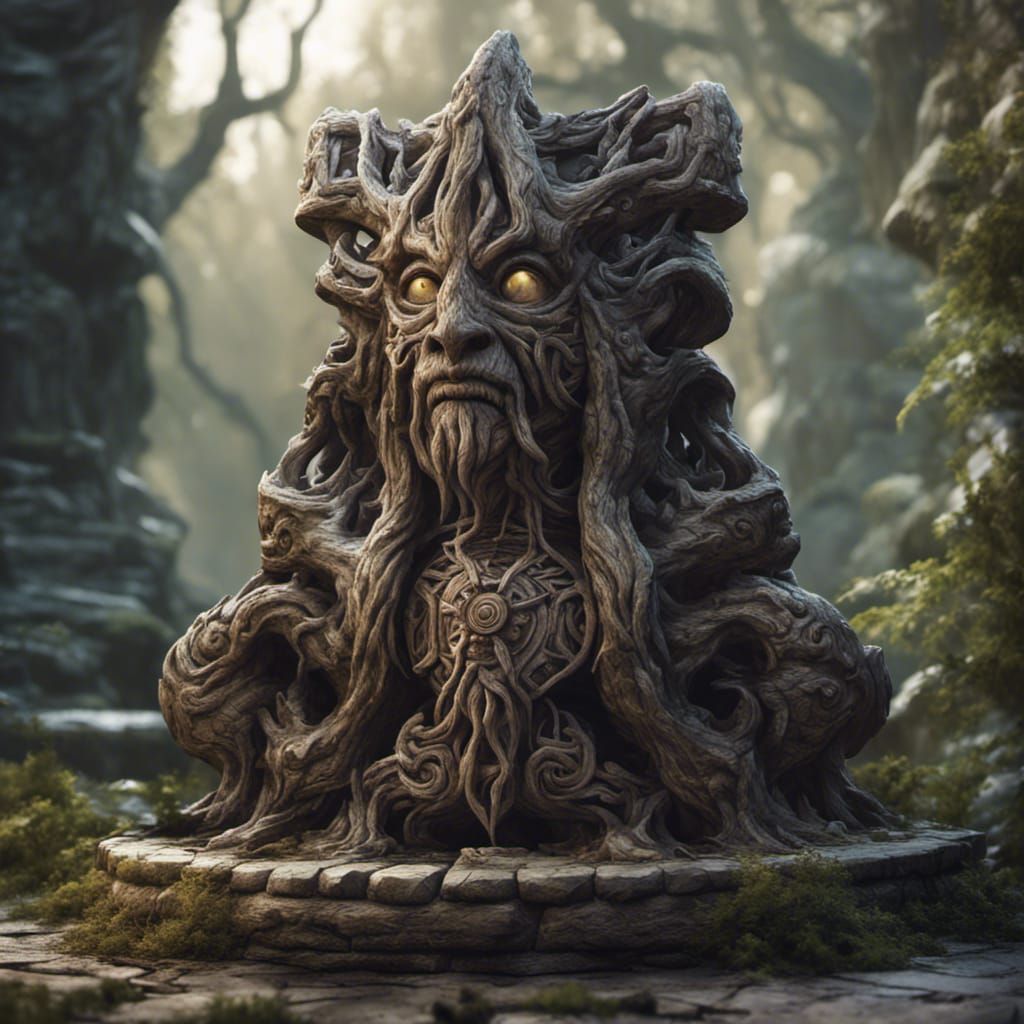 Creepy Cute Celtic Wood Statues: RPG Concept Art
