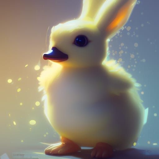 Adorable Kawaii Bunny Duck Concept Art