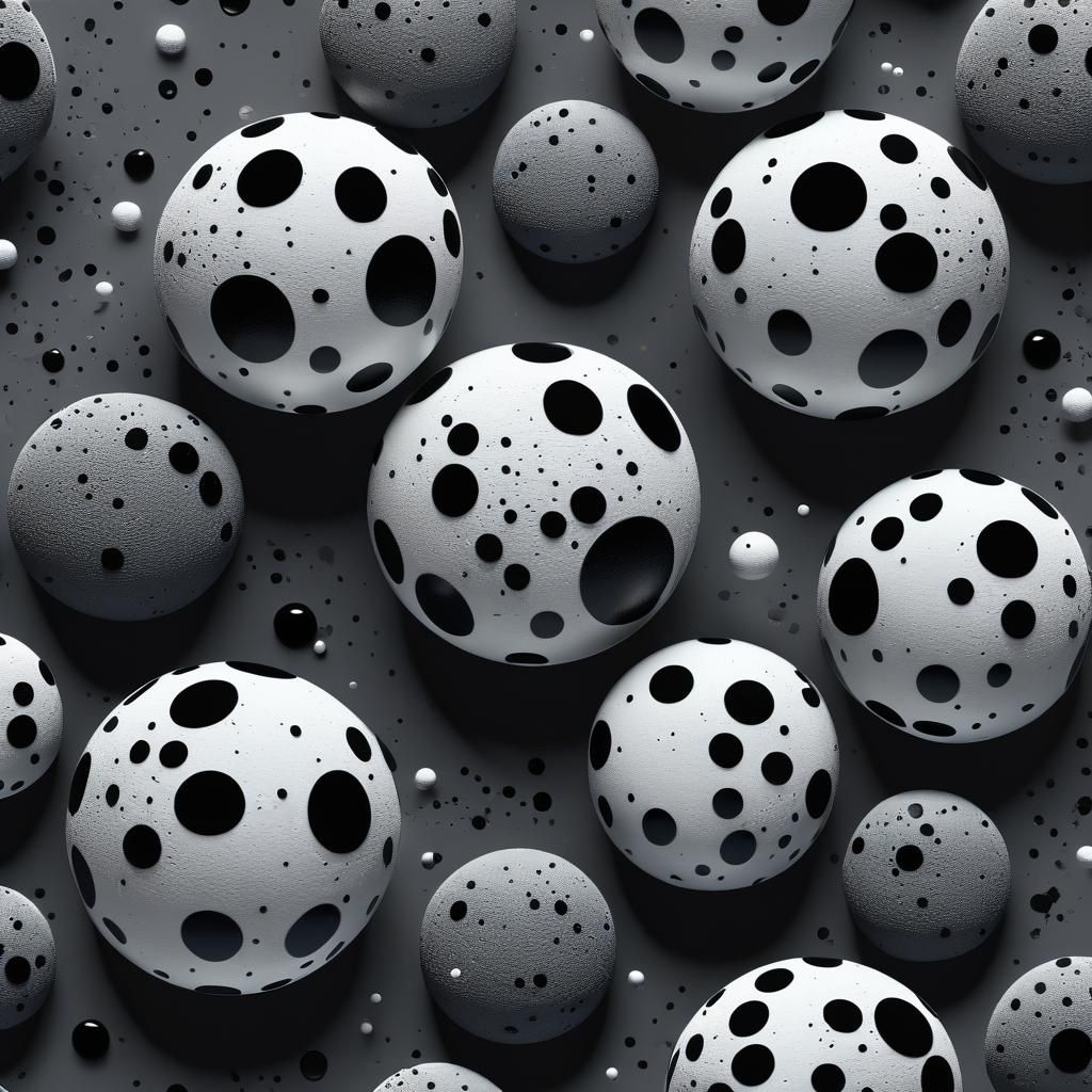 White and Black Dots on Gray, Detailed Digital Art