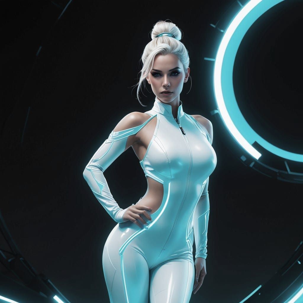 Tron-Inspired Portrait with Neon Lines and Dynamic Lighting