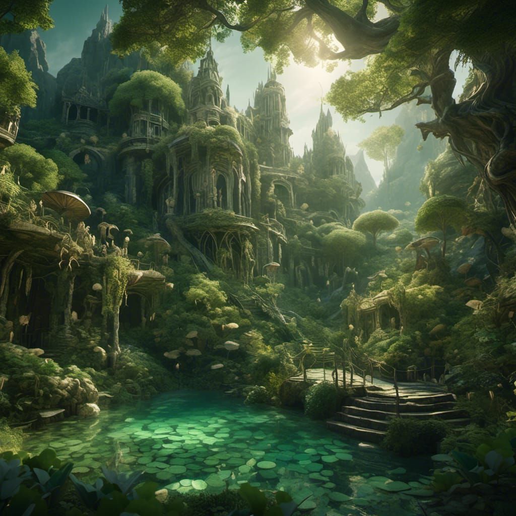 Earth Fairy in Green Tones: Fantasy Concept Art