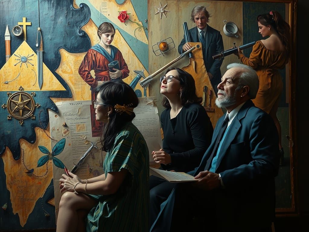 Surreal Vivid Scene with Encaustic Texture as Oil Painting