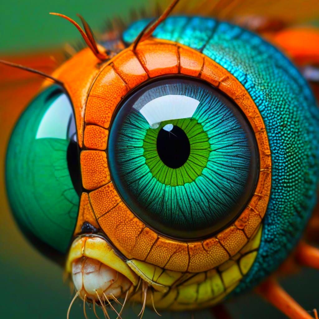 Dragonfly Compound Eye in Hypnotic Hexagonal Patterns