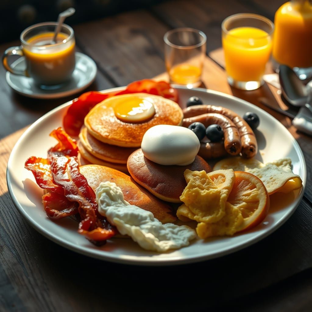 Delicious American Breakfast Still Life