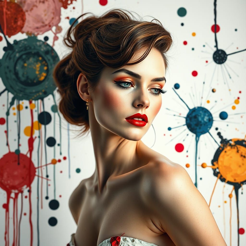 Hyperrealistic Pin-Up Girl in Abstract Surrealism