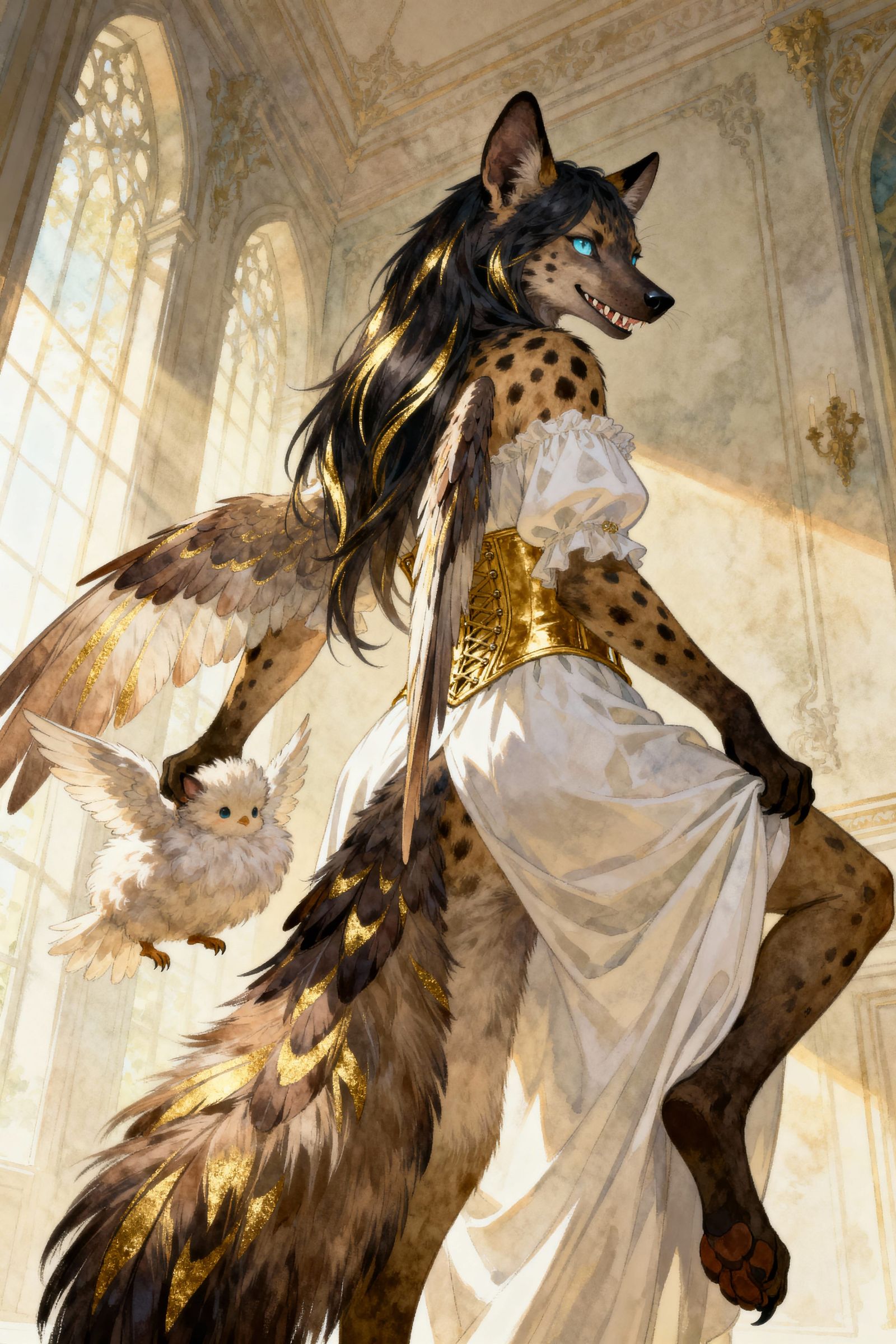 Anthropomorphic Hyena Noble in Fantasy Manor Hall