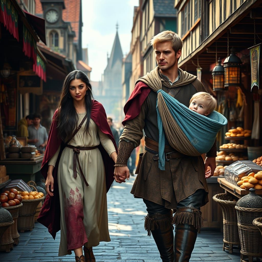 A Family's Journey Through a Vibrant Medieval Market in Aach...