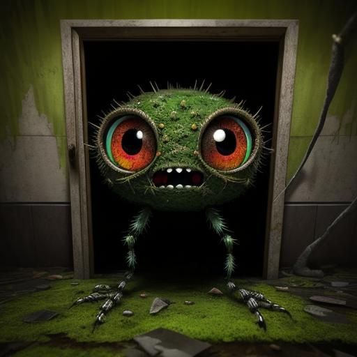 Surreal Eyes Crawling Up Bathroom Wall