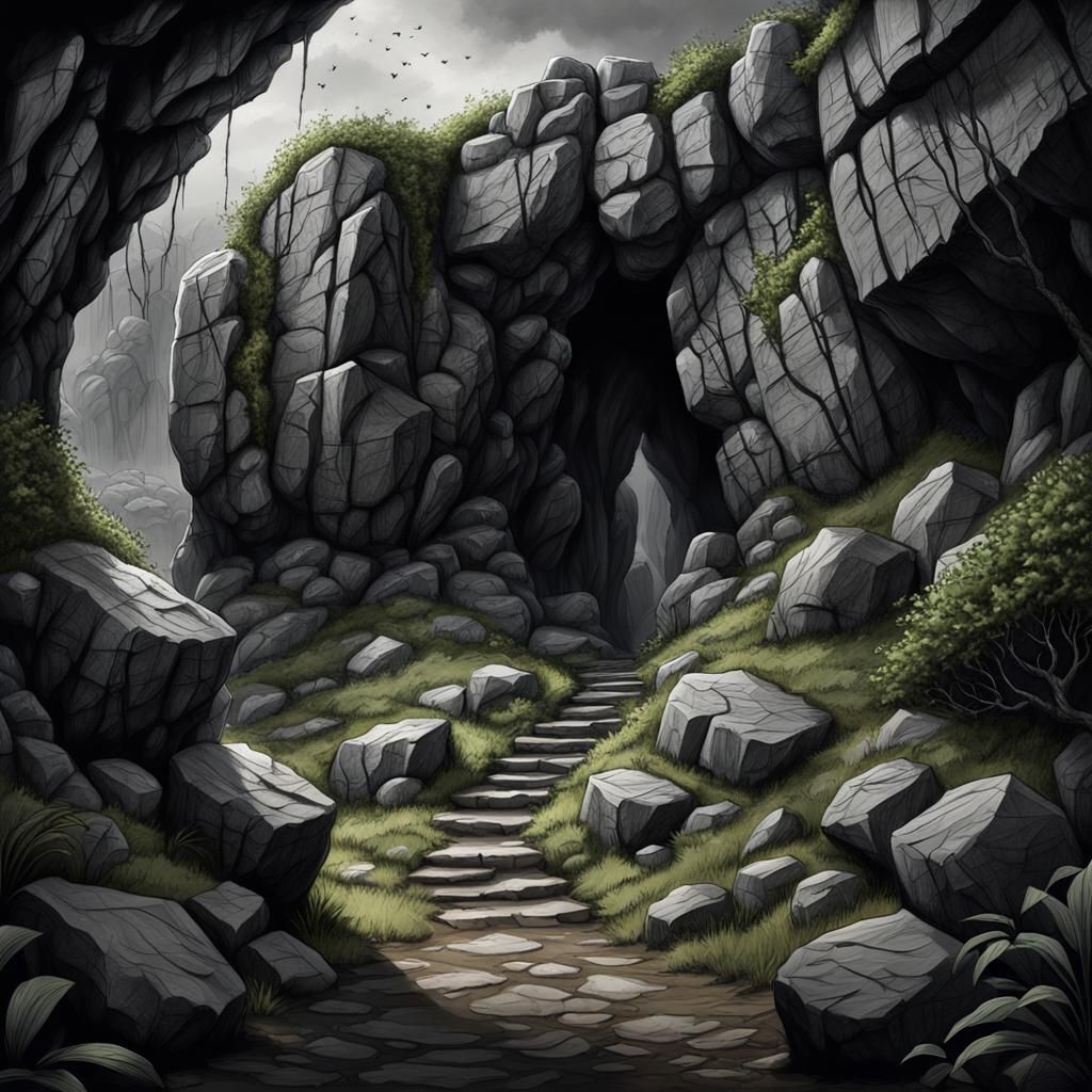 Dark Fantasy Landscape with Bloody Stakes