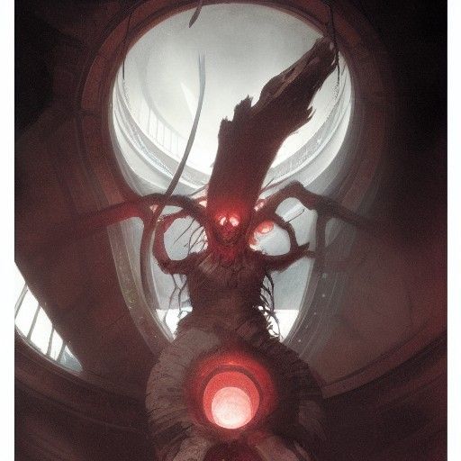 Sinister Creature Emerging from Shadows, Dark Fantasy Art