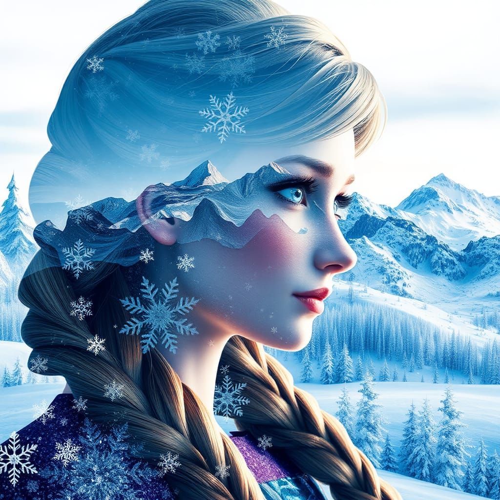Frozen's Anna in Double Exposure Winter Portrait
