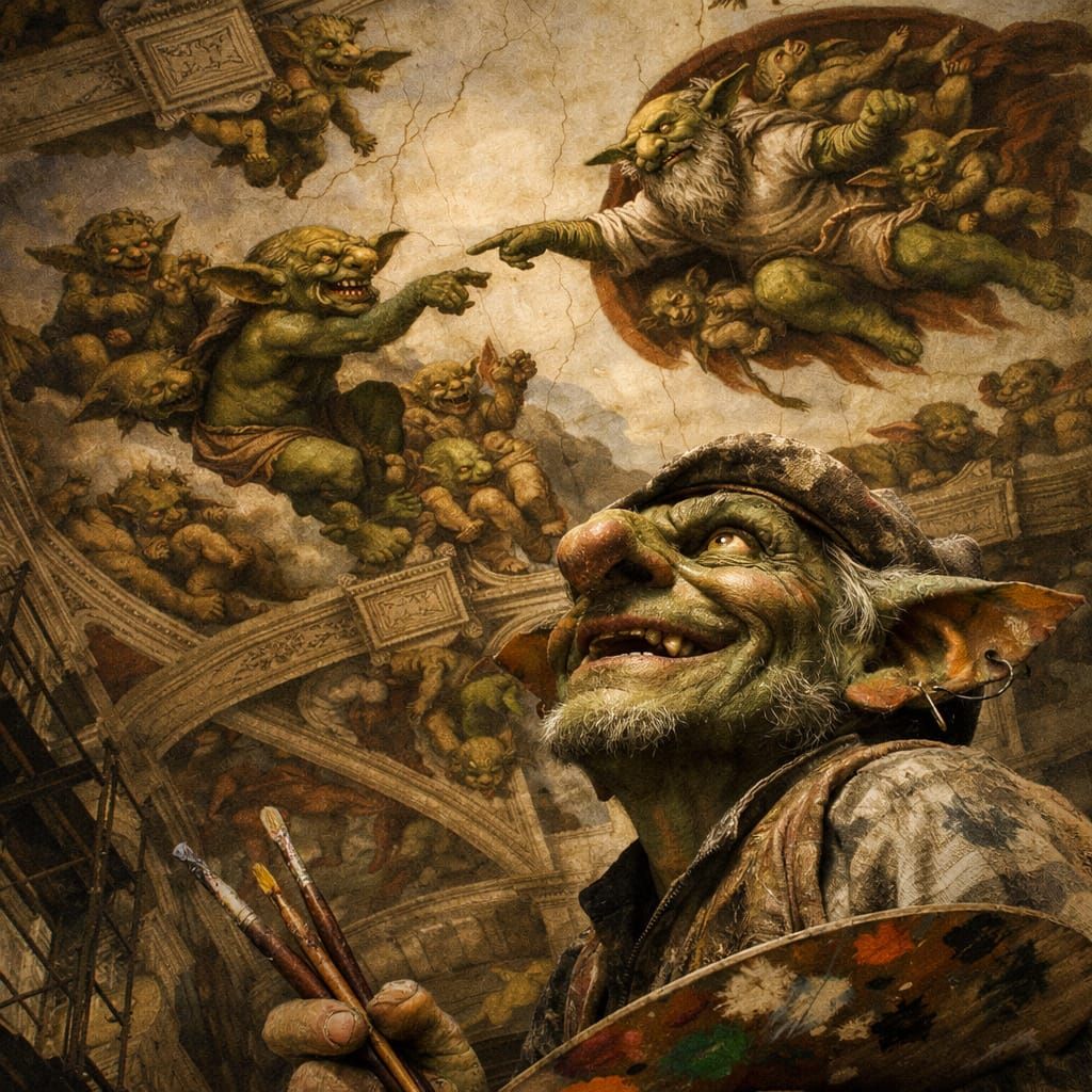 Goblin Artist Paints Sistine Chapel Ceiling in Hyperrealisti...