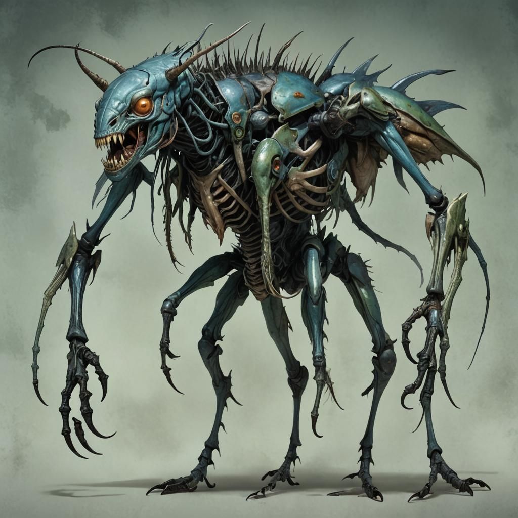 Gigantic Roach-Zombie Hybrid in Anime Key Visual Style