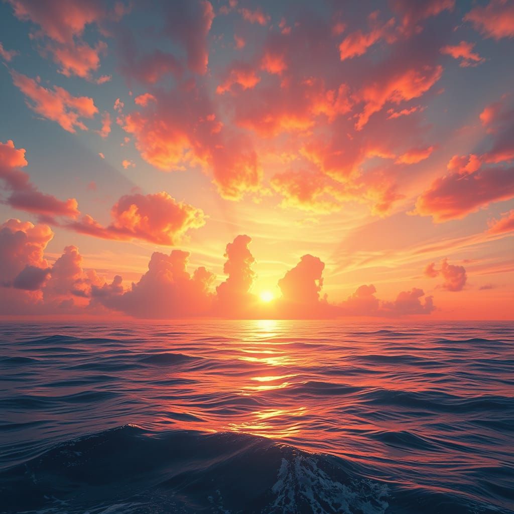 Sunrise Over a Glowing Sea in Vibrant Colors