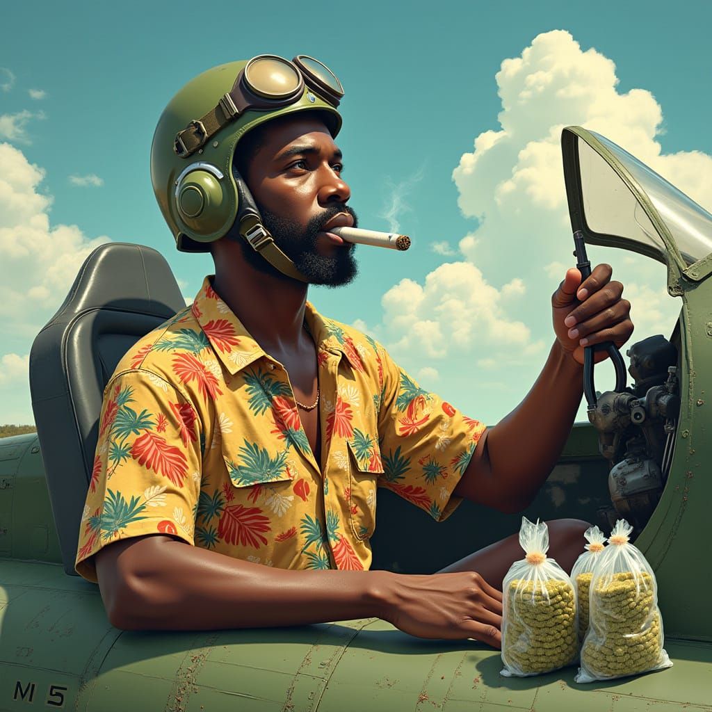 Vintage Bomber Pilot in Retro Sci-Fi Style