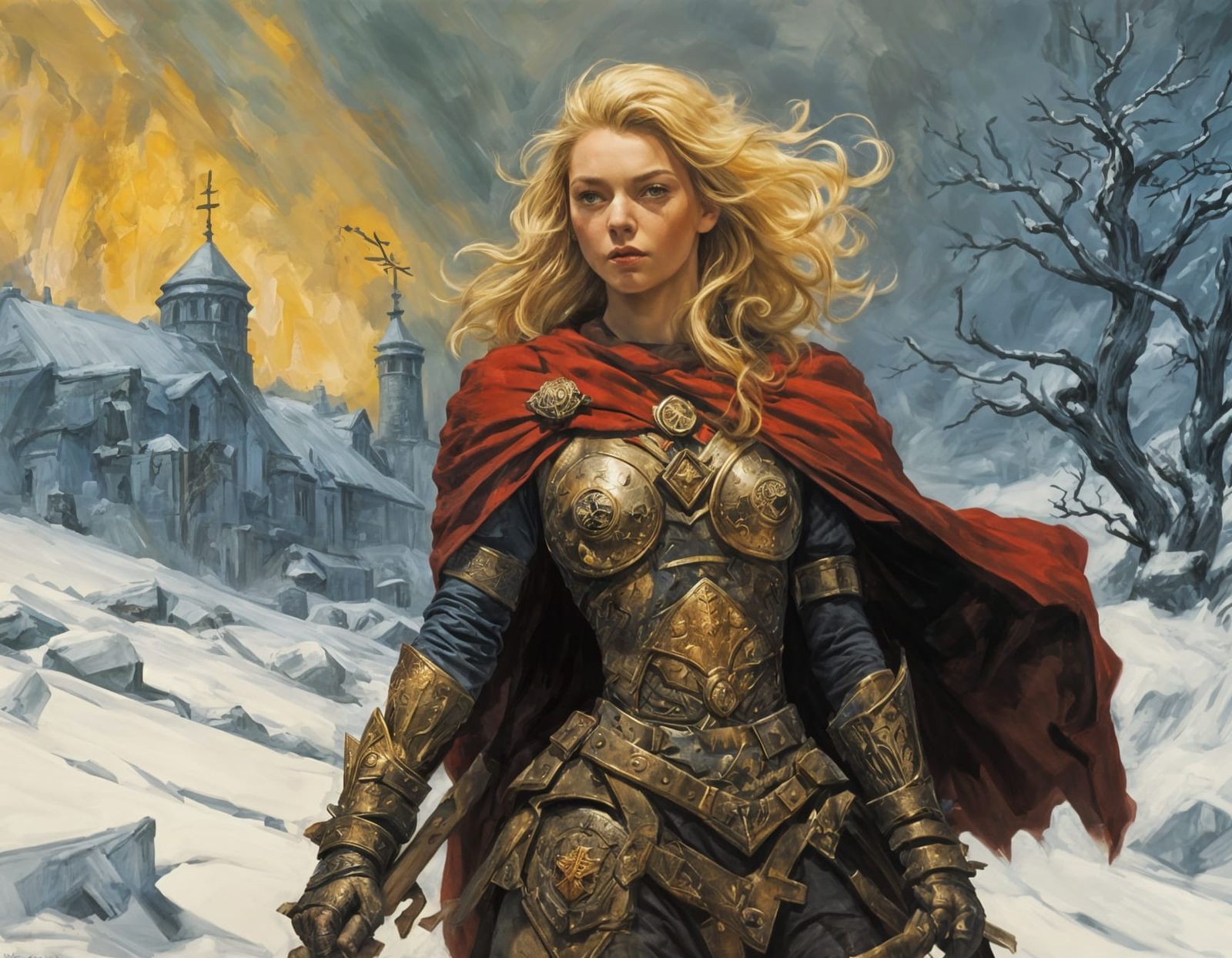 Epic Fantasy Paladin in Plate Armor