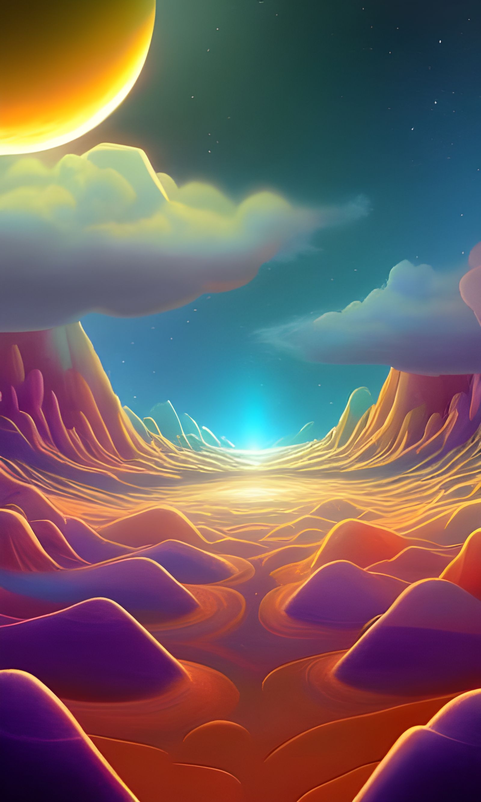 Surreal Cosmic Landscape in Octane Render Style